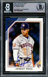 Jeremy Pena Autographed 2022 Topps Gallery Printers Proof Rookie Card #2 Houston Astros Beckett BAS #16545684