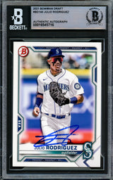 Julio Rodriguez Autographed 2021 Bowman Draft Card #BD145 Seattle Mariners Beckett BAS #16545716
