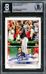 Juan Soto Autographed 2022 Topps Opening Day Card #150 Washington Nationals Beckett BAS #16545839