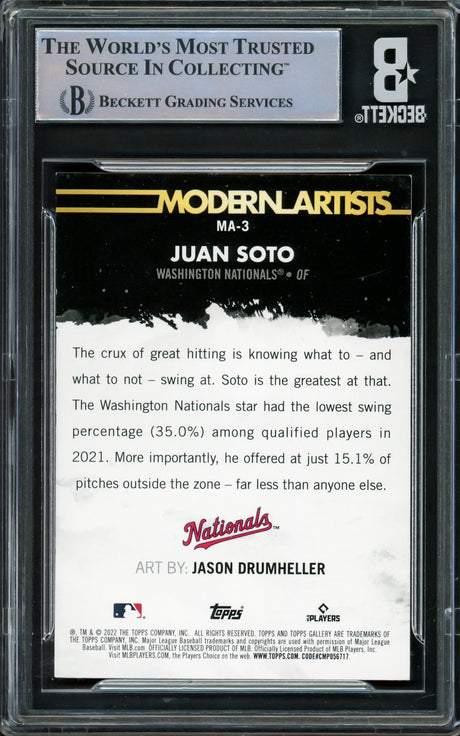 Juan Soto Autographed 2022 Topps Gallery Modern Artists Card #MA3 Washington Nationals Beckett BAS #16545845