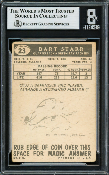 Bart Starr Autographed 1959 Topps Card #23 Green Bay Packers Beckett BAS #16545848