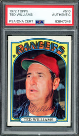 Ted Williams Autographed 1972 Topps Card #510 Texas Rangers PSA/DNA #83847346