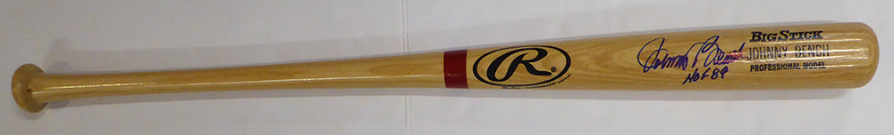 Johnny Bench Autographed Rawlings Bat Cincinnati Reds "HOF 89" Beckett BAS QR #BW06407