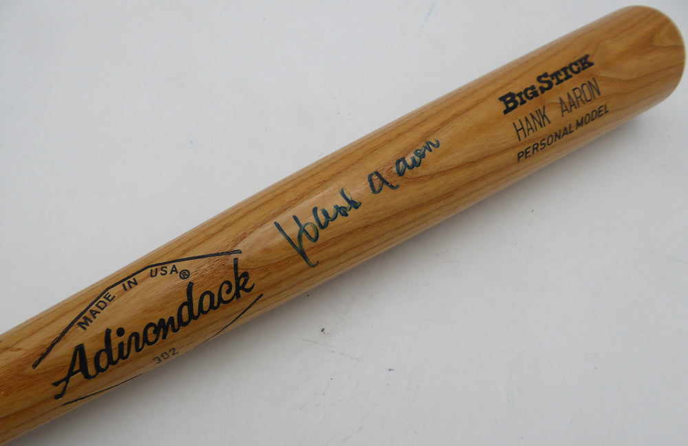 Hank Aaron Autographed Adirondack Bat Atlanta Braves Beckett BAS QR #AE49003