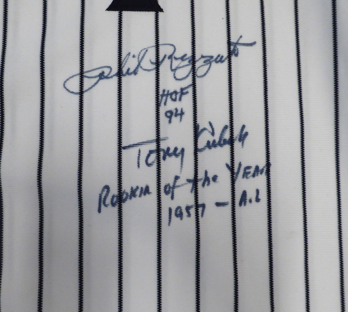 New York Yankees Phil Rizzuto & Tony Kubek Autographed White Russell Jersey Size XL "HOF 94" & "Rookie Of The Year 1957 - AL" Beckett BAS QR #BJ04164