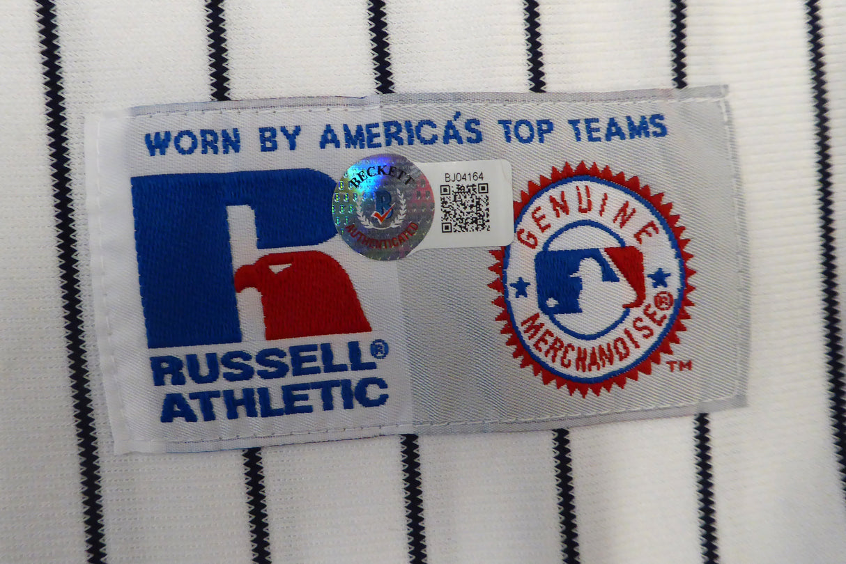 New York Yankees Phil Rizzuto & Tony Kubek Autographed White Russell Jersey Size XL "HOF 94" & "Rookie Of The Year 1957 - AL" Beckett BAS QR #BJ04164