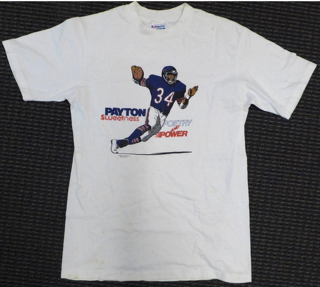 Chicago Bears Walter Payton Autographed White Hanes T-Shirt (Stains) Size M JSA #RR11972