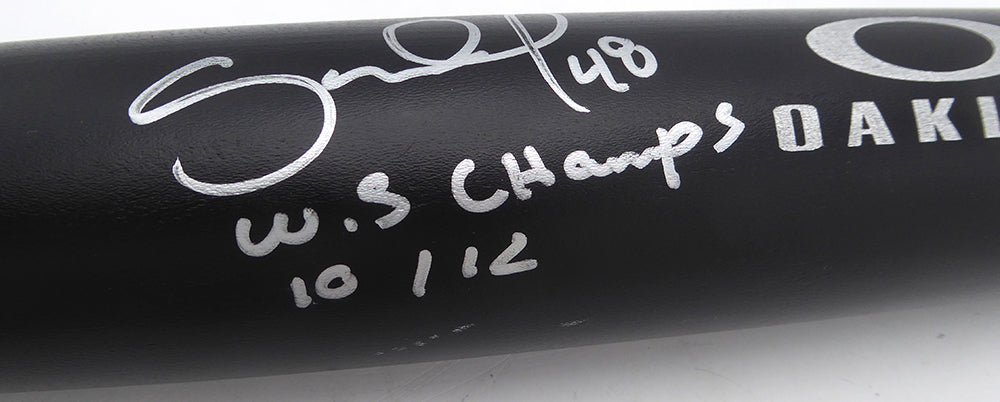 Pablo Sandoval Autographed Oakley Bat San Francisco Giants "WS Champs 10/12" Beckett BAS QR #BU87133