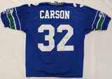 Seattle Seahawks Chris Carson Autographed Custom Blue Champion Jersey JSA #WPP267963