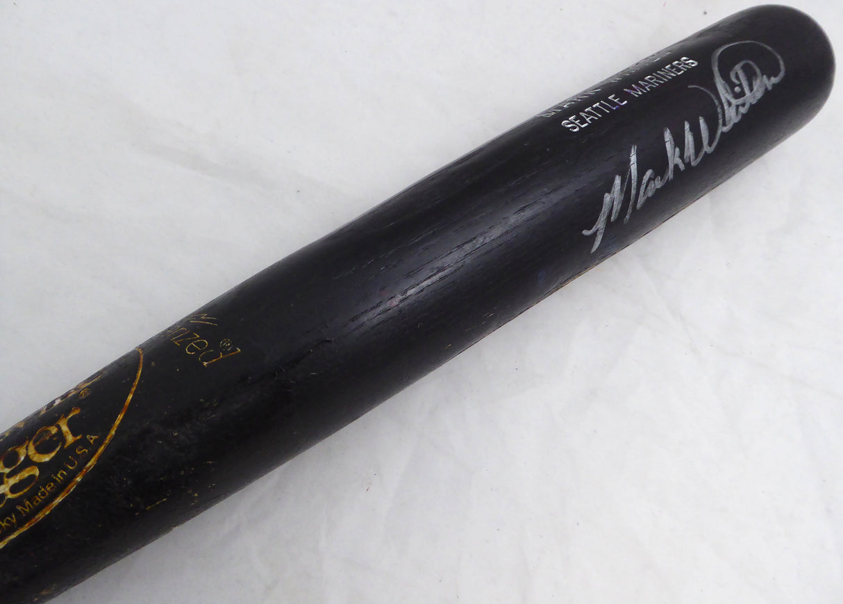 Mark Whiten Autographed Black Louisville Slugger L159 1996 Game Used Bat Seattle Mariners Cracked SKU #214052