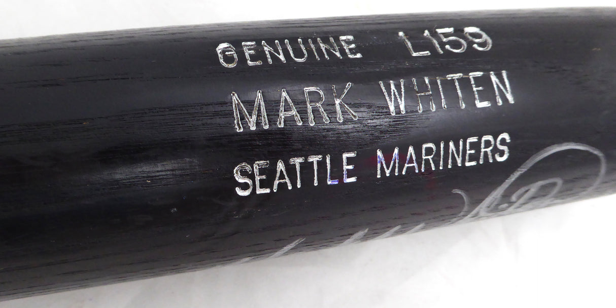 Mark Whiten Autographed Black Louisville Slugger L159 1996 Game Used Bat Seattle Mariners Cracked SKU #214052