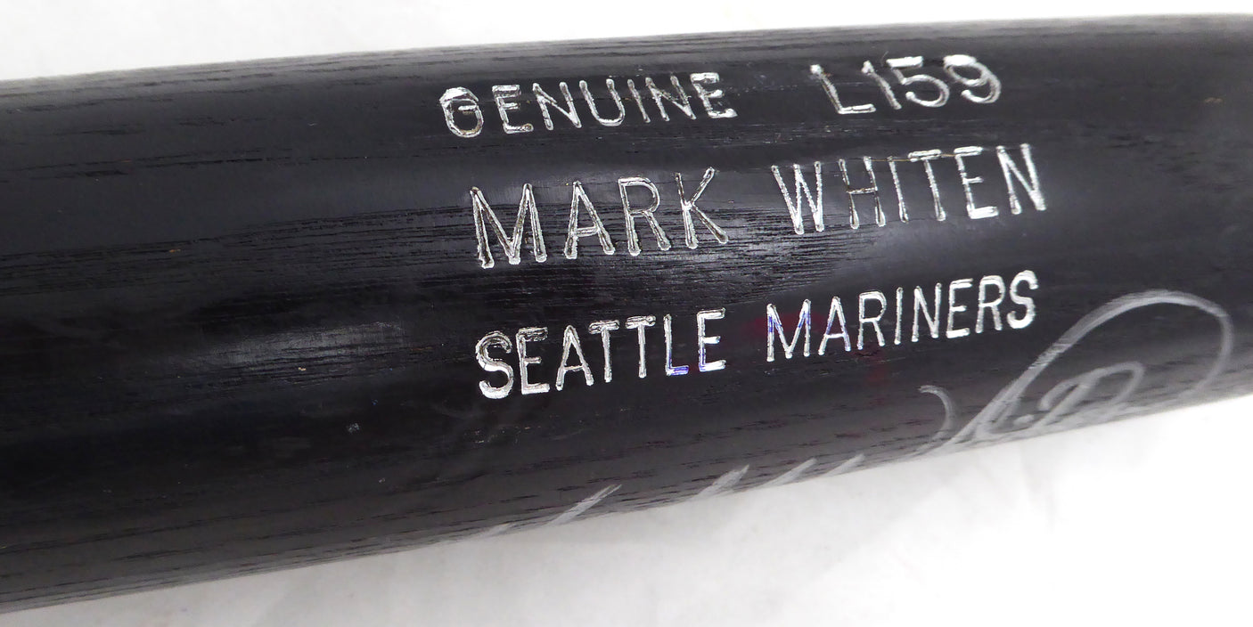 Mark Whiten Autographed Black Louisville Slugger L159 1996 Game Used Bat Seattle Mariners Cracked SKU #214052