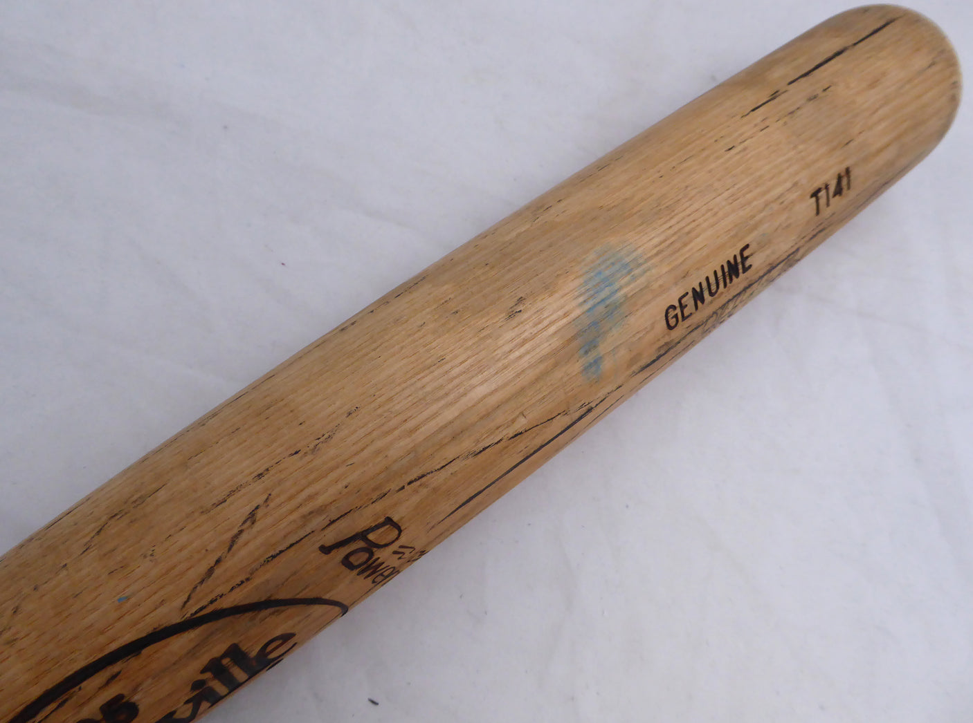 Phil Bradley Unsigned Seattle Mariners Blonde Louisville Slugger T141 Game Used Bat Cracked SKU #214061