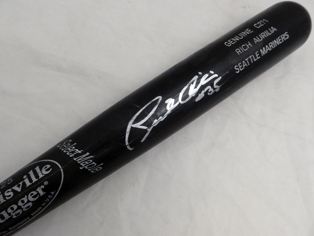 Rich Aurilia Autographed Black Louisville Slugger C271 Game Used Bat Seattle Mariners Cracked SKU #214065