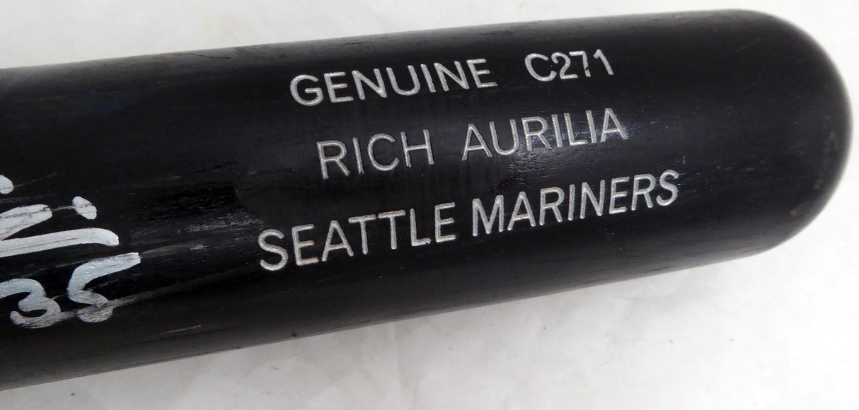 Rich Aurilia Autographed Black Louisville Slugger C271 Game Used Bat Seattle Mariners Cracked SKU #214065
