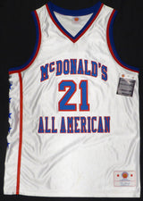 Kevin Garnett Autographed White 1995 McDonald's All American Jersey Size 48 Beckett BAS QR #BR84864