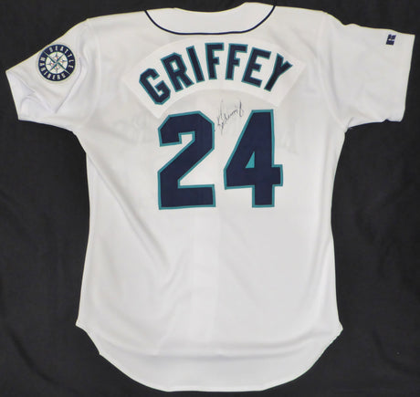 Seattle Mariners Ken Griffey Jr. Autographed White Authentic Russell Size 44 Jersey Beckett BAS QR #BR84862