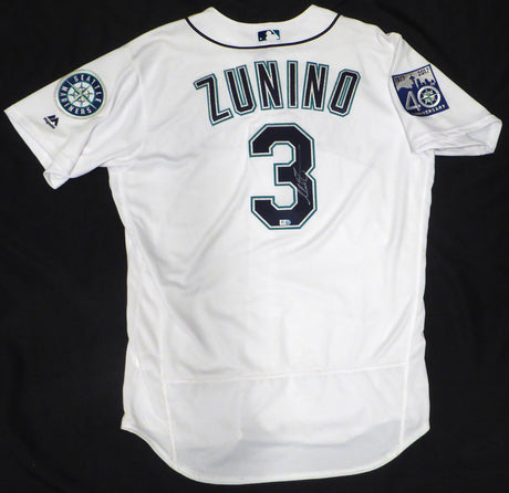 Seattle Mariners Mike Zunino Autographed White Authentic Majestic Flex Base Size 48 Jersey MLB Holo #JC259265