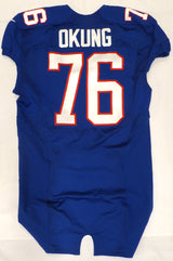 Unsigned Russell Okung Blue Nike Seattle Seahawks Game Issued Jersey 2013 Pro Bowl SKU #239840