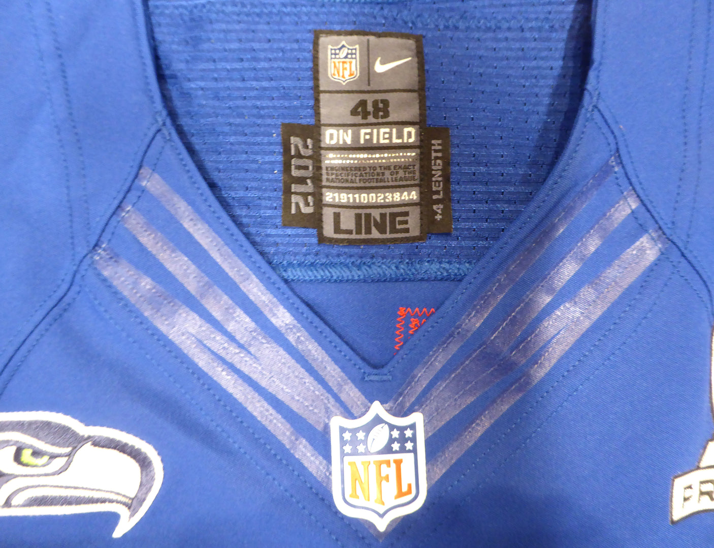 Unsigned Russell Okung Blue Nike Seattle Seahawks Game Issued Jersey 2013 Pro Bowl SKU #239840