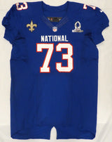 New Orleans Saints Jahri Evans Autographed Blue Nike Game Issued Jersey 2013 Pro Bowl Beckett BAS #E95692