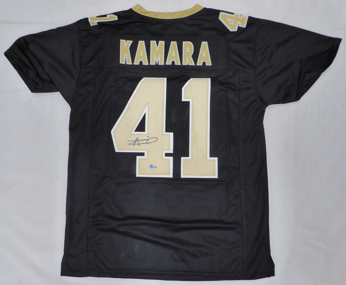 New Orleans Saints Alvin Kamara Autographed Black Jersey Beckett BAS QR #1W446084