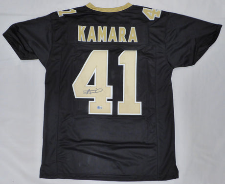 New Orleans Saints Alvin Kamara Autographed Black Jersey Beckett BAS QR #1W446084