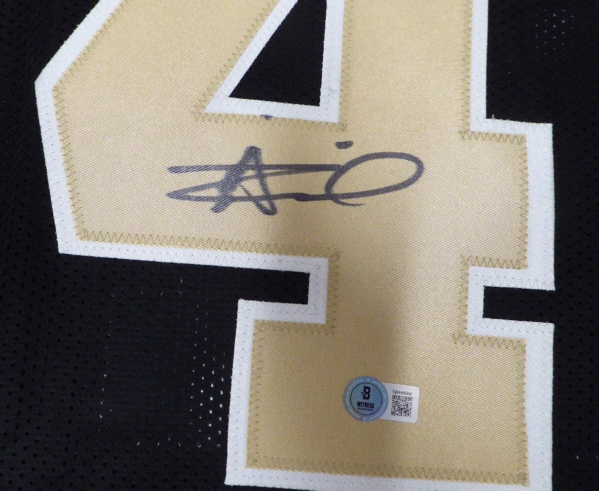New Orleans Saints Alvin Kamara Autographed Black Jersey Beckett BAS QR #1W446084