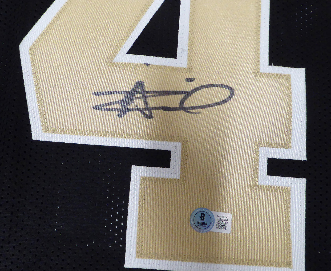 New Orleans Saints Alvin Kamara Autographed Black Jersey Beckett BAS QR #1W446084