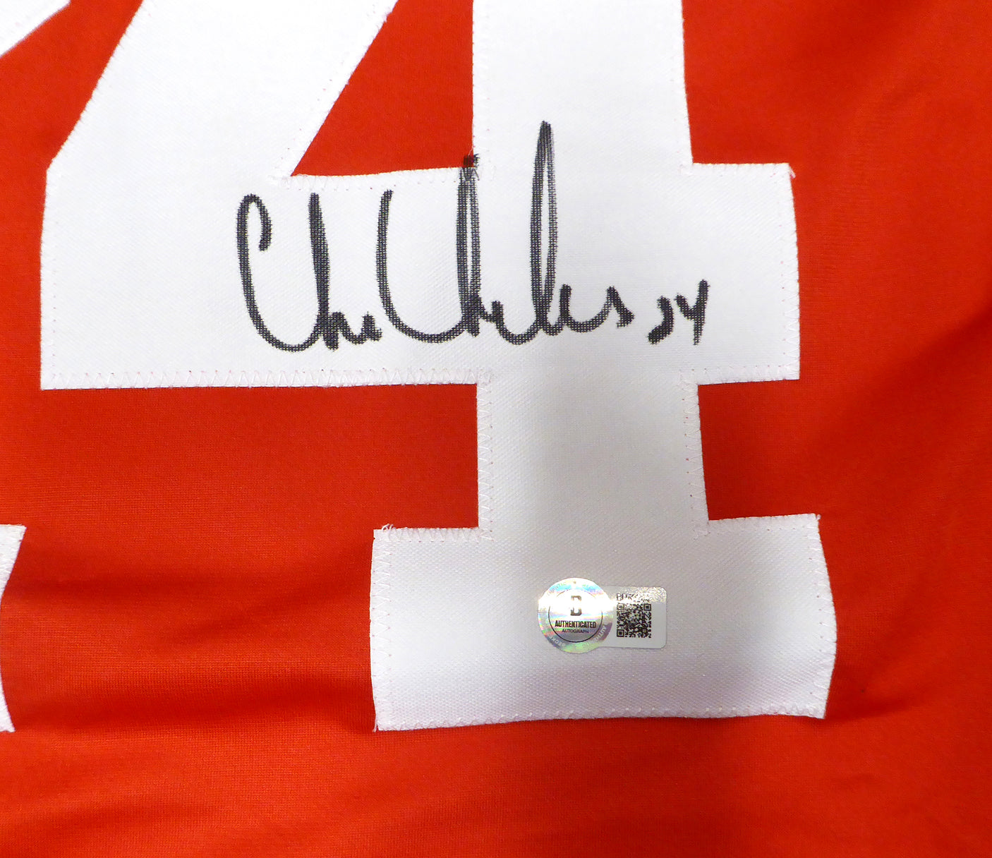 Chicago Black Hawks Chris Chelios Autographed Red Jersey Beckett BAS QR #BR49244