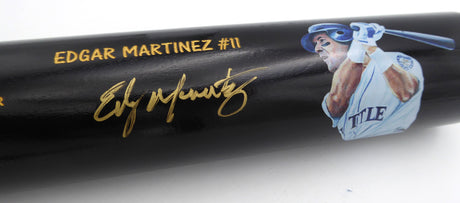 Edgar Martinez Autographed Black Hall Of Fame Bat Seattle Mariners MCS Holo #51316