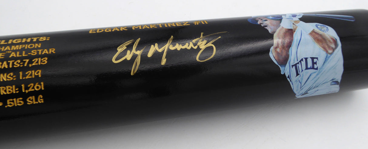 Edgar Martinez Autographed Black Hall Of Fame Bat Seattle Mariners MCS Holo #51316