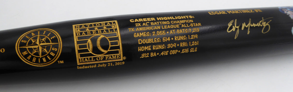 Edgar Martinez Autographed Black Hall Of Fame Bat Seattle Mariners MCS Holo #51316
