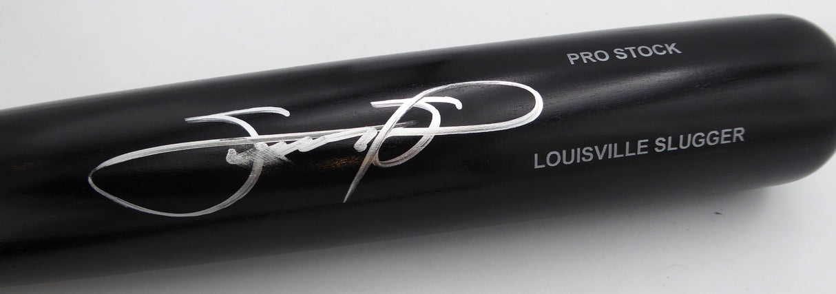 Sammy Sosa Autographed Black Louisville Slugger Bat Chicago Cubs (Smudged) Beckett BAS QR #2W202192