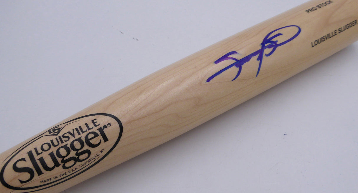 Sammy Sosa Autographed Blonde Louisville Slugger Bat Chicago Cubs Beckett BAS QR #2W202051