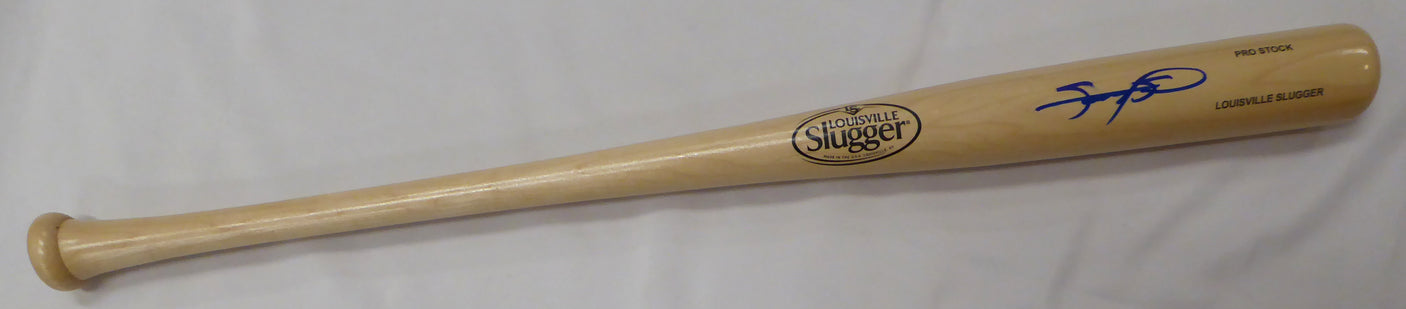 Sammy Sosa Autographed Blonde Louisville Slugger Bat Chicago Cubs Beckett BAS QR #2W202051