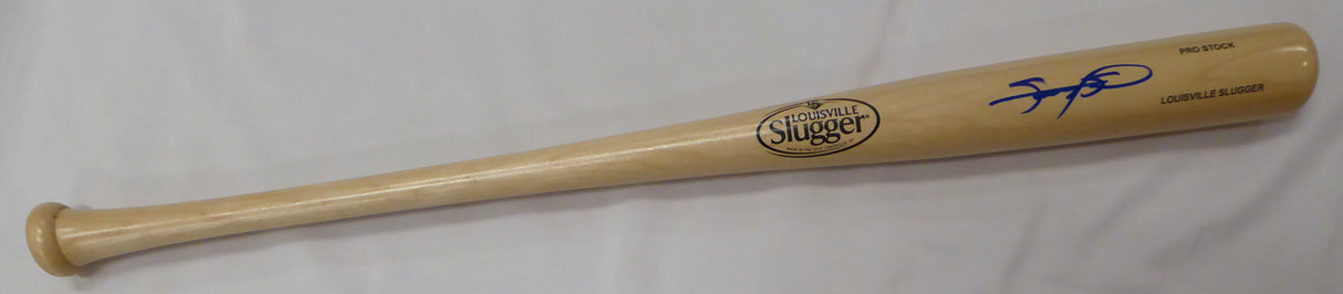 Sammy Sosa Autographed Blonde Louisville Slugger Bat Chicago Cubs Beckett BAS QR #2W202051