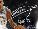 Manu Ginolbili Autographed 16x20 Photo San Antonio Spurs "HOF 22" Beckett BAS QR #WX48324