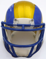 Aaron Donald Autographed Los Angeles Rams Flash Yellow Mini Helmet (Smudged) Beckett BAS QR #1W441347