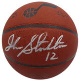 John Stockton Autographed Basketball Utah Jazz (Smudged) Beckett BAS QR #1W271700