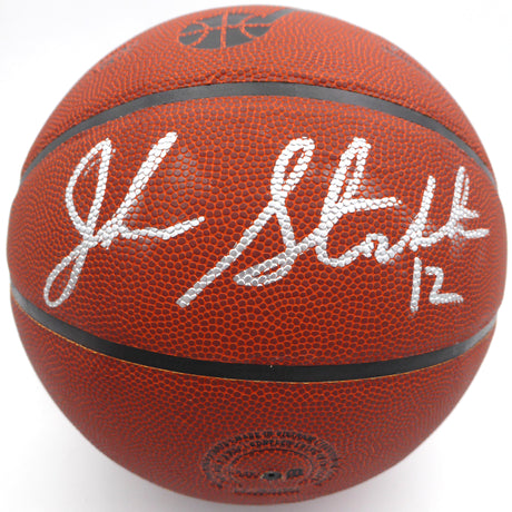 John Stockton Autographed Basketball Utah Jazz (Smudged) Beckett BAS QR #1W271720