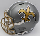 Alvin Kamara Autographed Flash Gold Full Size Replica Helmet New Orleans Saints Beckett BAS QR #1W403145