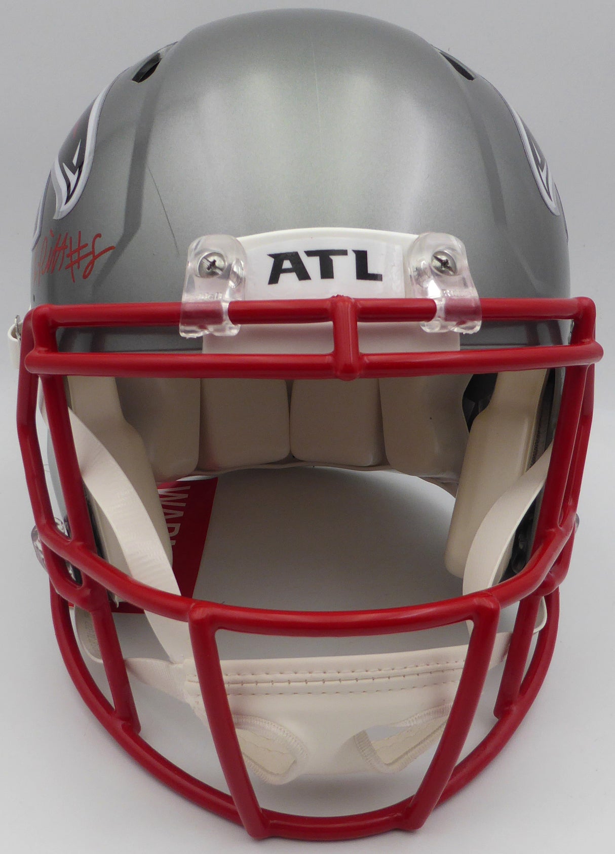 Kyle Pitts Autographed Atlanta Falcons Authentic Flash Silver Full Size Helmet Beckett BAS QR #WL25821