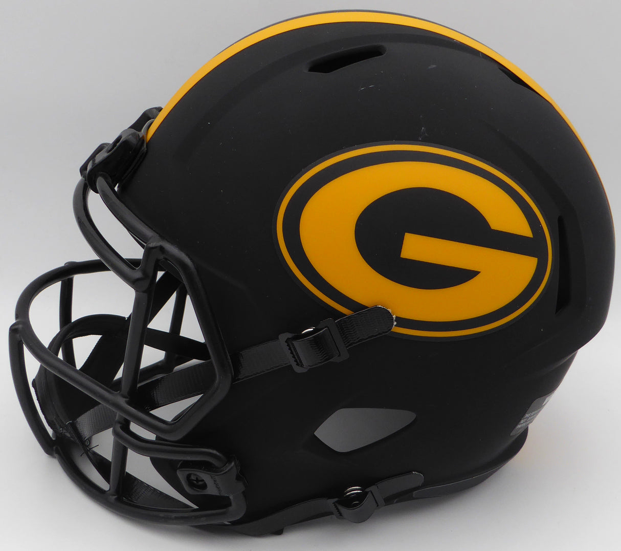 Aaron Jones Autographed Eclipse Black Full Size Replica Helmet Green Bay Packers Beckett BAS QR #1W406073