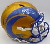 Aaron Donald Autographed Flash Yellow Full Size Replica Helmet Los Angeles Rams (Smudged) Beckett BAS QR #1W393329