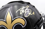 Drew Brees Autographed Alternate Black Full Size Replica Helmet New Orleans Saints (Bubbled Decal) Beckett BAS QR #W717761