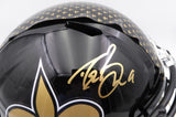 Drew Brees Autographed Alternate Black Full Size Replica Helmet New Orleans Saints (Bubbled Decal) Beckett BAS QR #W717761