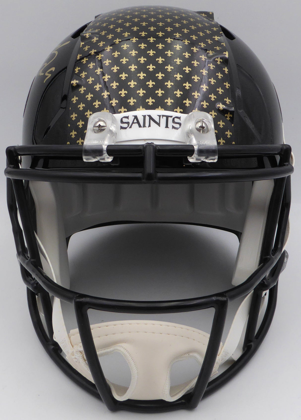 Drew Brees Autographed Alternate Black Full Size Replica Helmet New Orleans Saints (Bubbled Decal) Beckett BAS QR #W717762