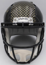 Drew Brees Autographed Alternate Black Full Size Replica Helmet New Orleans Saints (Bubbled Decal) Beckett BAS QR #W717762
