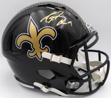 Drew Brees Autographed Alternate Black Full Size Replica Helmet New Orleans Saints (Bubbled Decal) Beckett BAS QR #W717760